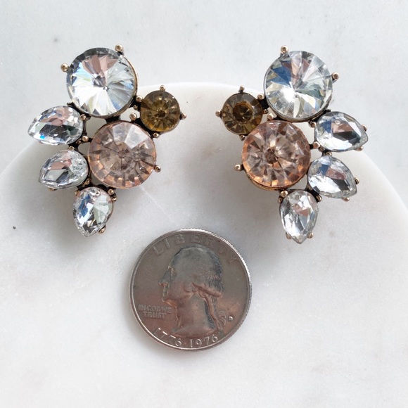 🆑 "Emerson" Earrings || Clear Crystal Statement - Picture 7 of 14